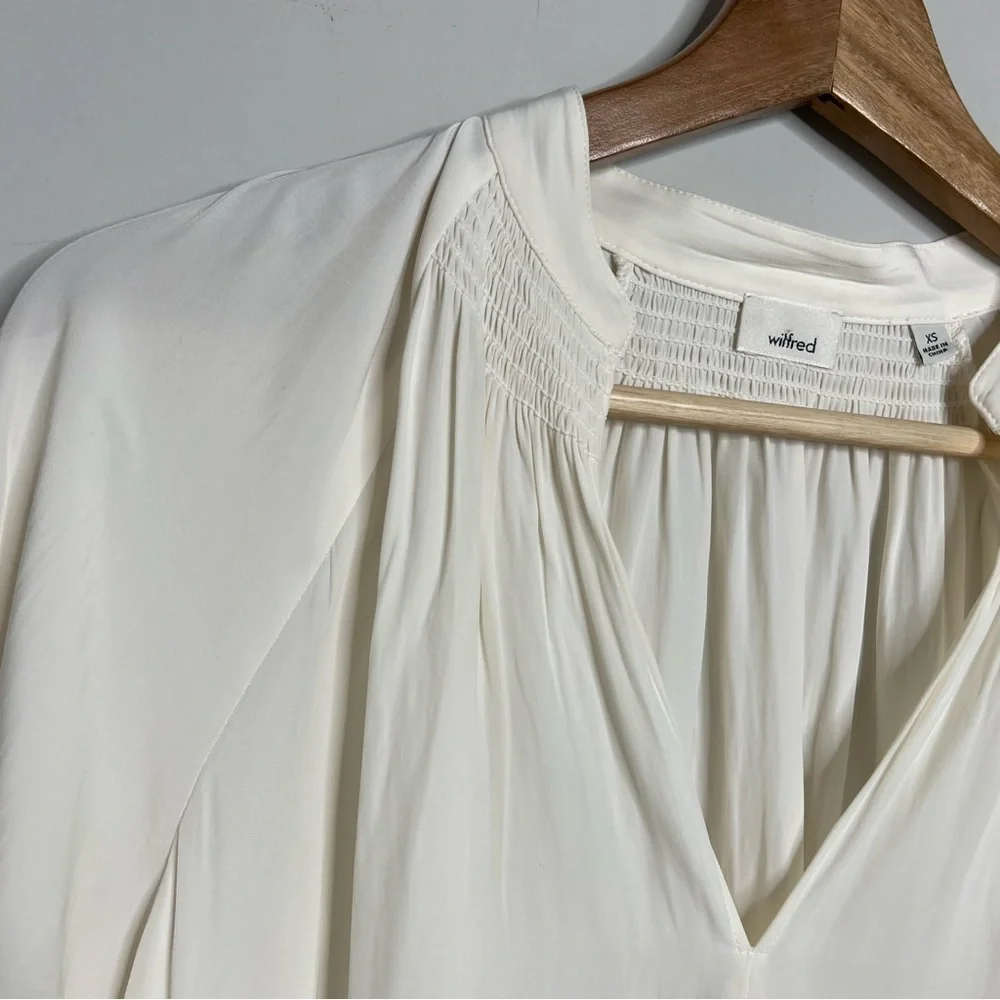 Aritzia Wilfred Womens Size XS Estienne Blouse Ivory Long Sleeve Top Shirt Smock - Picture 5 of 12
